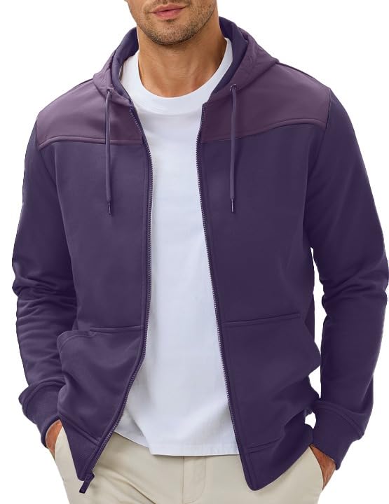JMIERR Men's Colorblock Zip Hoodie Lightweight Jacket