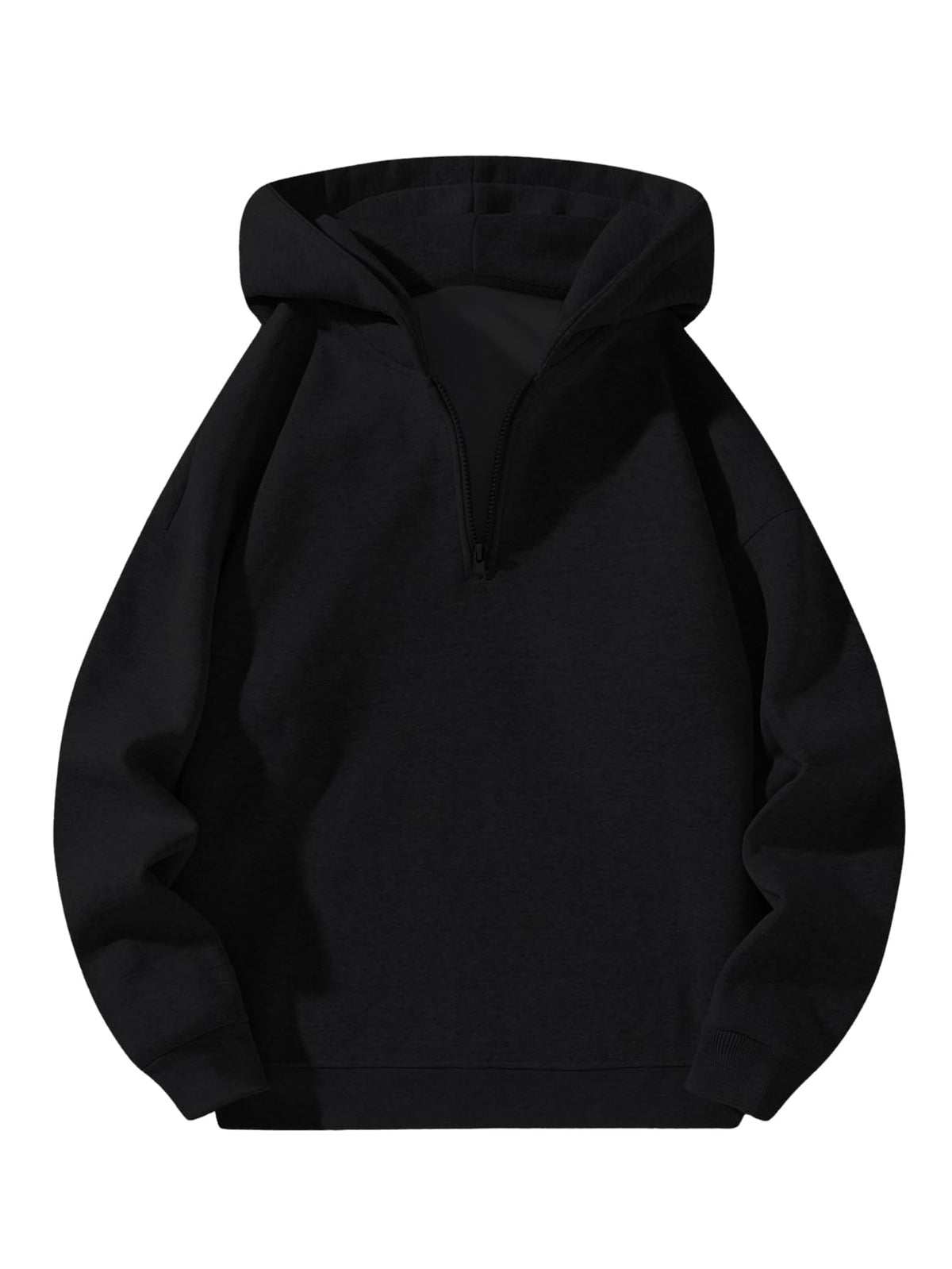 Verdusa Mens Quarter Zip Hoodie Long Sleeve Drop Shoulder Fleece Sweatshirt