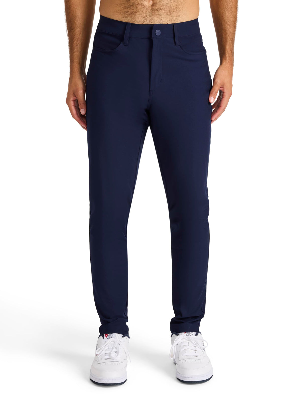 Reebok Men's 5-Pocket Voyager Oblong Pant, Tapered Slim Fit, Lightweight Poly Double-Knit Fabric
