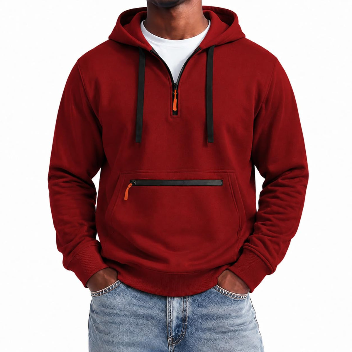 Tactical Hoodies for Men Comfy Quarter Zip Pullover with Multi Pockets