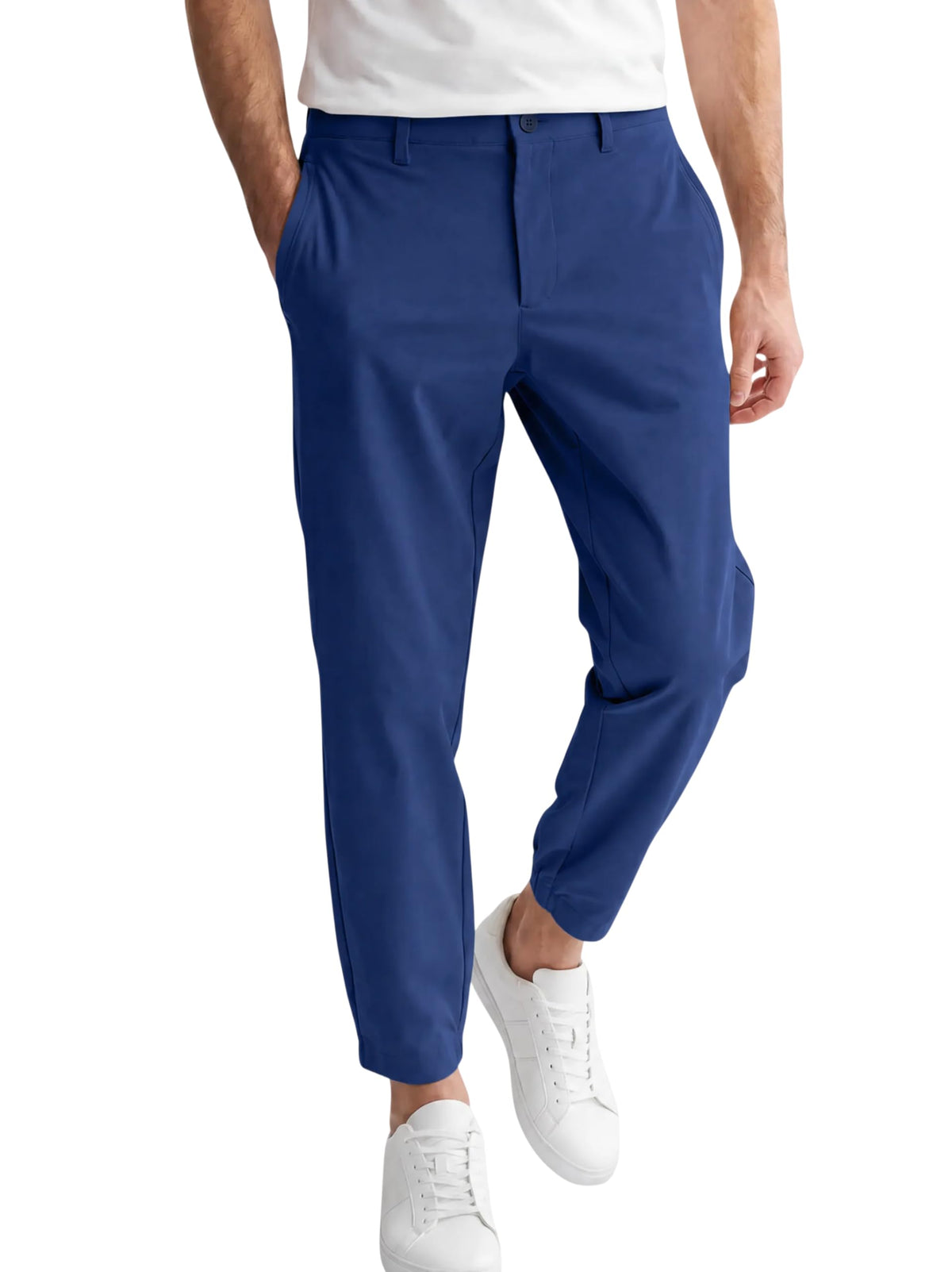 Runcati Mens Stretch Golf Pants Casual Slim Fit Cropped Work Dress Trousers