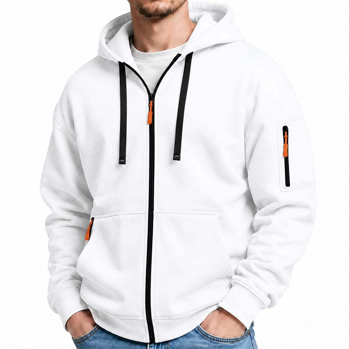 MANTORS Mens Fleece Jackets Contrast Hoodies Lightweight Sweatshirt Color Block Jacket Coats