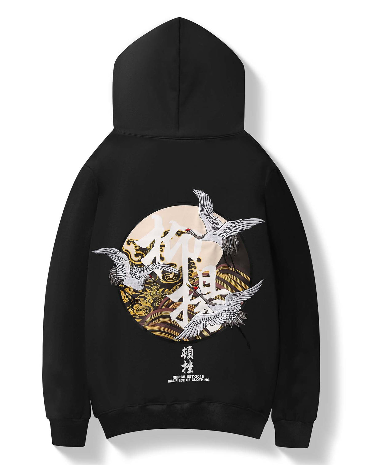 Niepce Inc Streetwear Men's Dragon Embroidered Heavyweight Graphic Hoodies