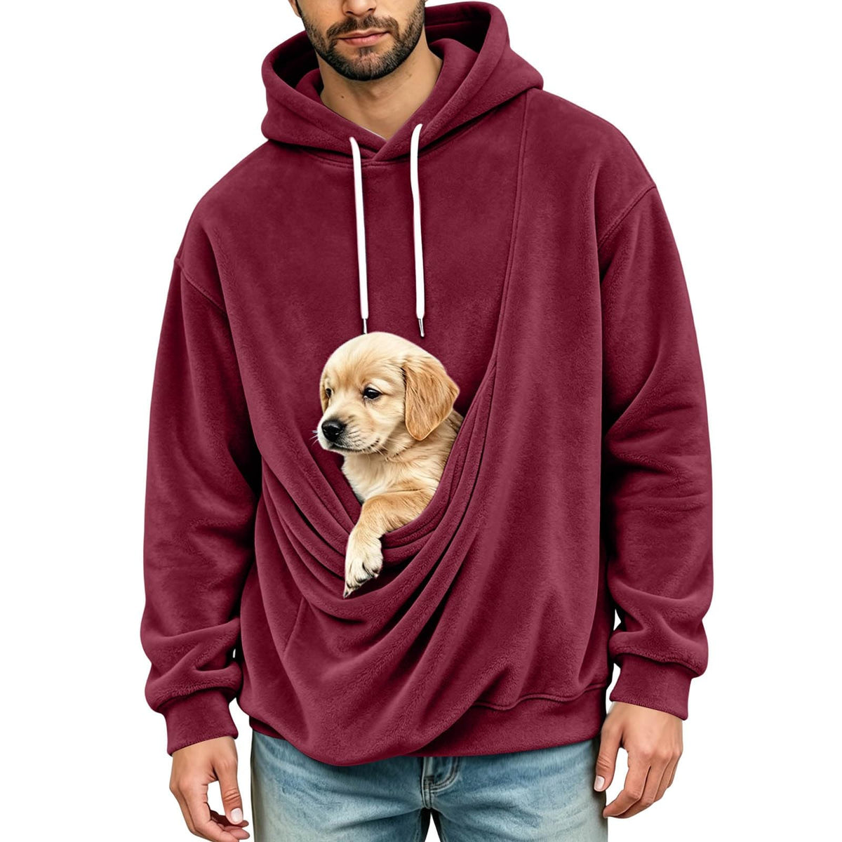 Mens Hoodies Pullover Fashion Kangaroo Pouch Hoodie Slim Oversized Tops Fall Winter Casual Animal Holder Sweatshirts