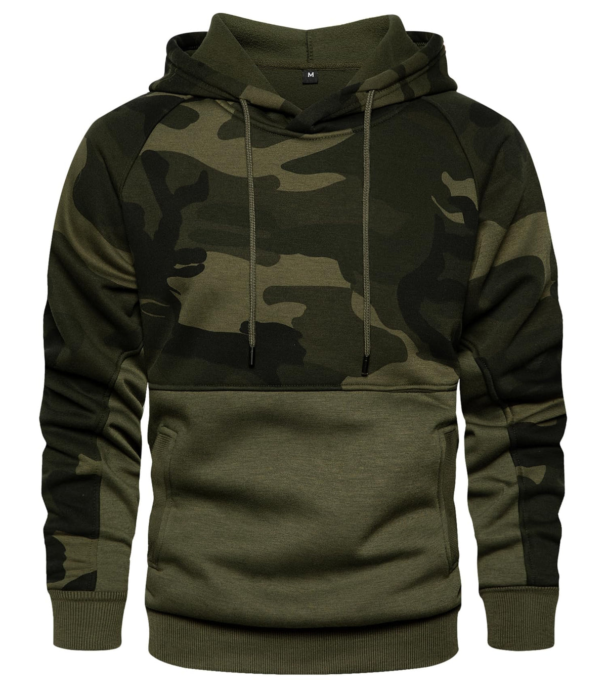 AOTORR Men's Pullover Hoodie Blend Fleece Long Sleeve Contrast Color Military Sweatshirt with Kanga Pocket