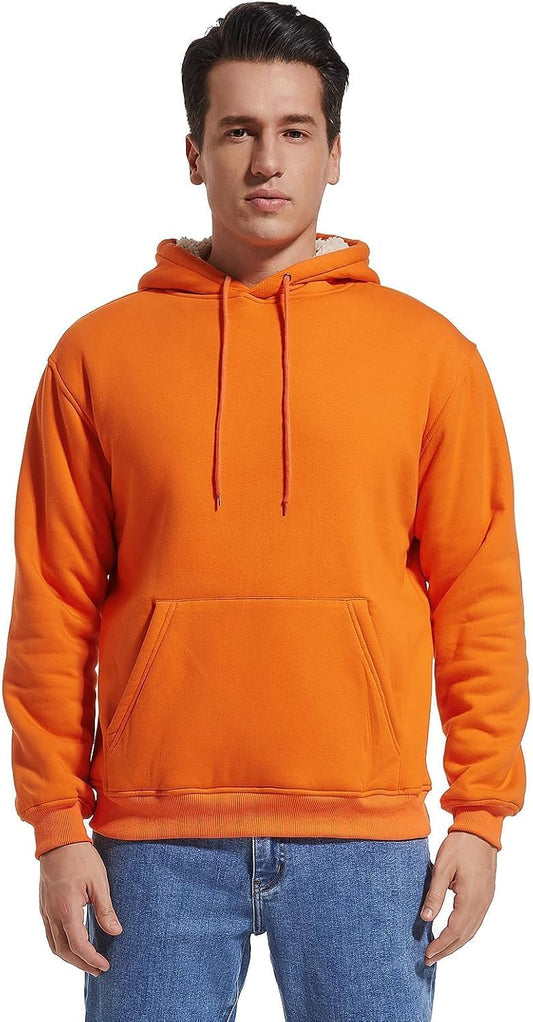 Gesean Men's Cotton Fleece Pullover Hoodie Sherpa Warm Hooded Sweatshirt