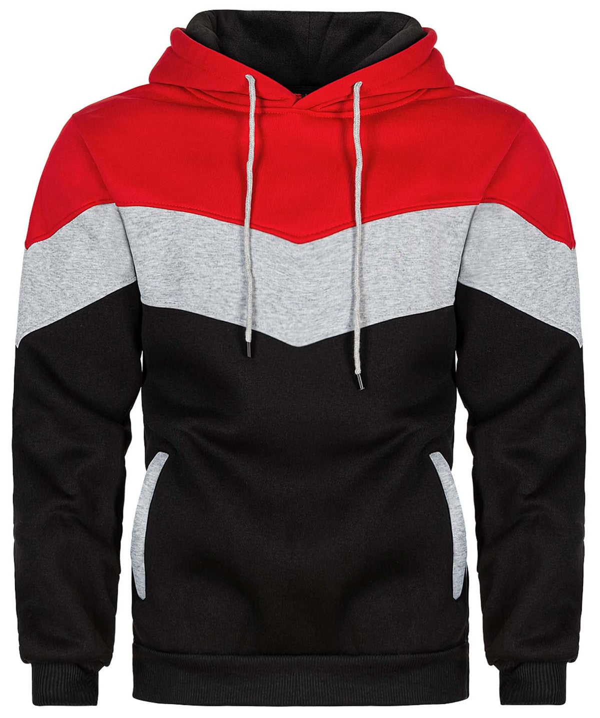 Keasmto Mens Hoodies Pullover Sweatshirt Color Block Fleece Long Sleeve Patchwork Casual Hoodie with Pockets