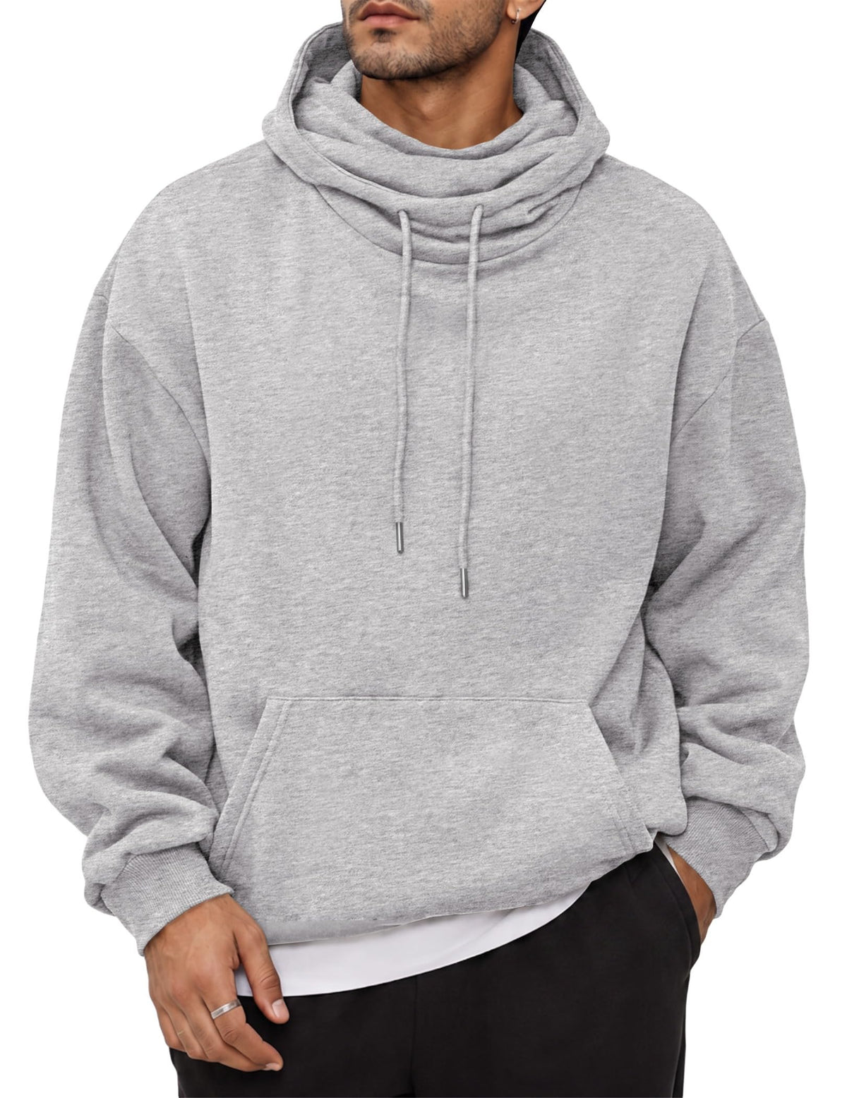 JMIERR Men's Fleece Hoodie Relaxed Fit Pull-Up Neck Pullover