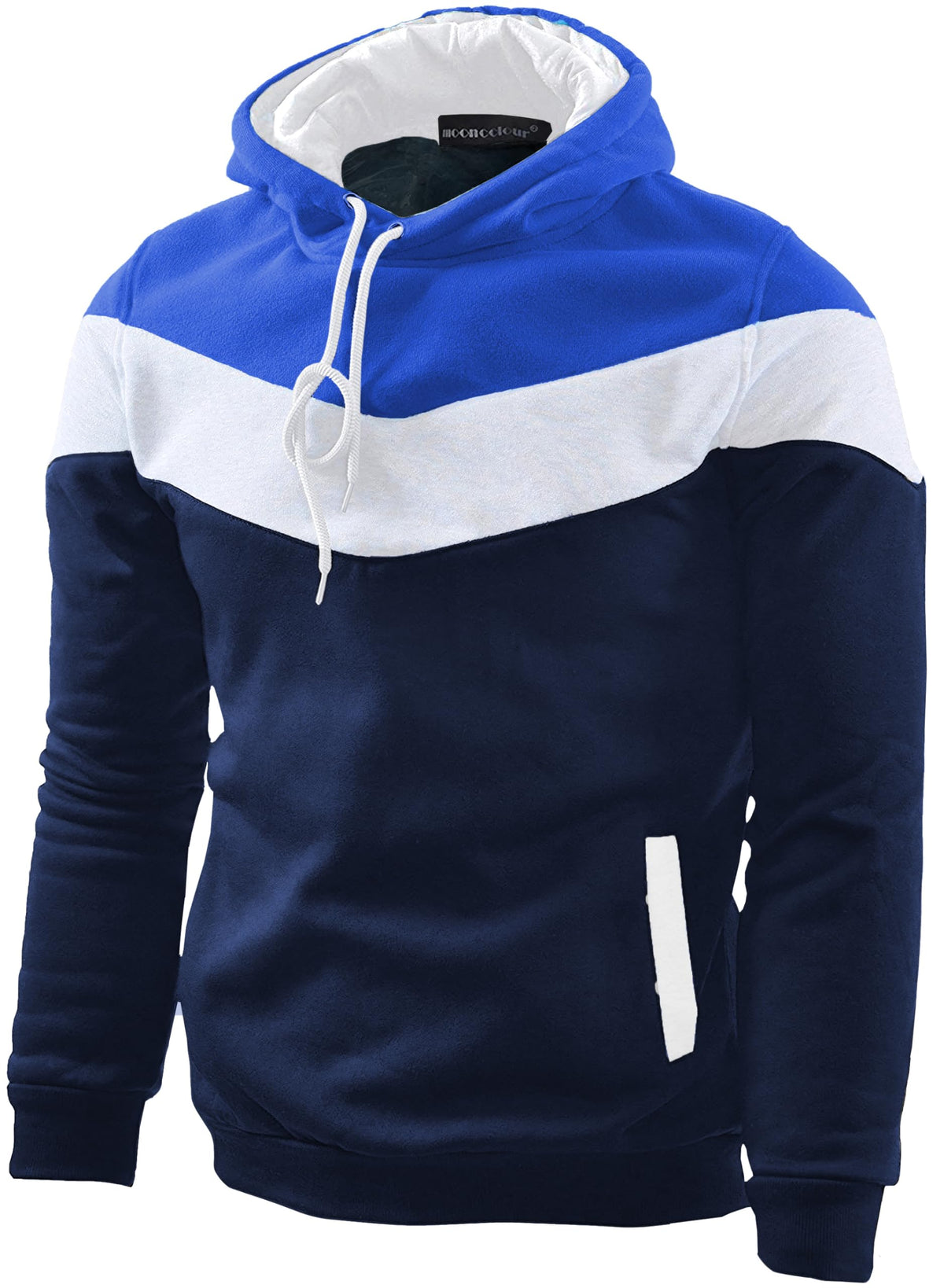 Men's Fashion Novelty Color Block Hoodies Long Sleeve Fleece Hooded Pullover Sweatshirts with Pockets