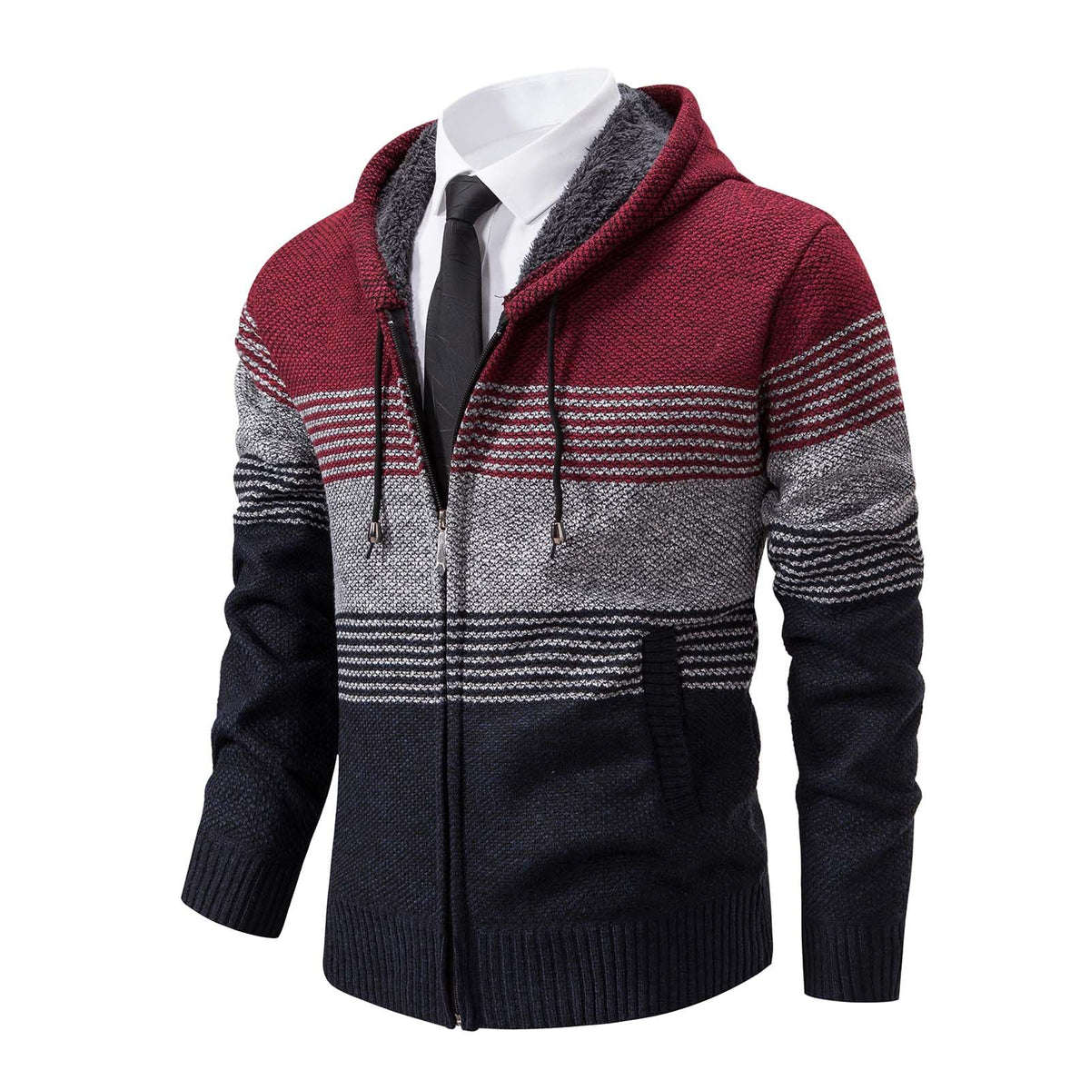 Mens Hoodies Knit Sweater Fleece Cardigan Hooded Men's Sweaters Jacket