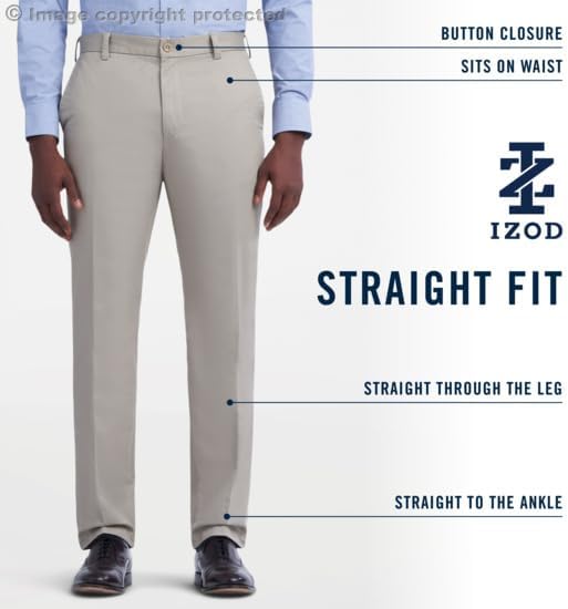Izod Men's American Chino Flat Front Straight Fit Pant