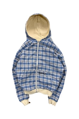 Obenie Men's y2k hoodie, fashionable checkered sportswear, casual jacket
