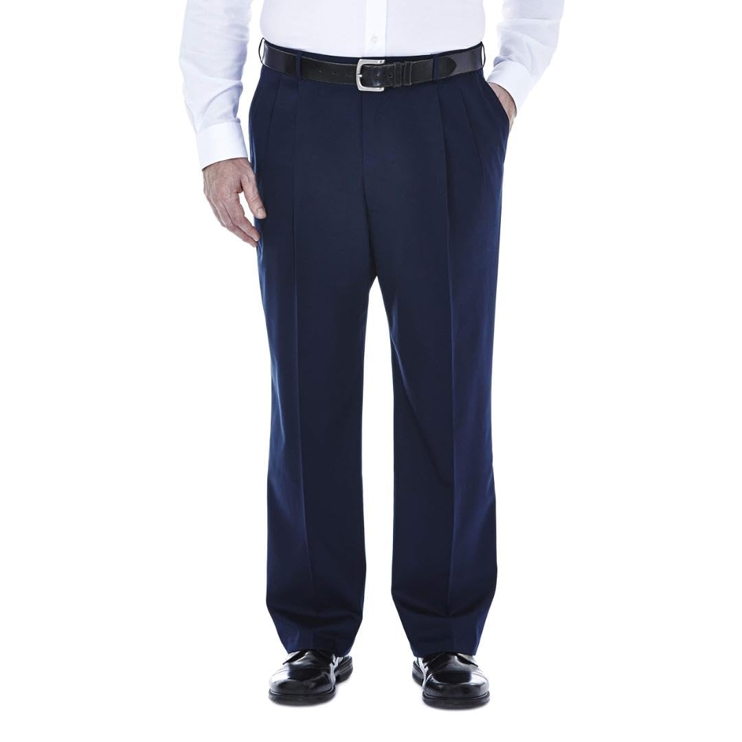 Haggar Men's Classic Fit Premium No Iron Khaki Pleated Pant