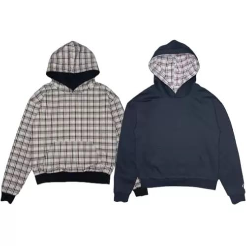 Obenie Men's y2k hoodie, fashionable checkered sportswear, casual jacket