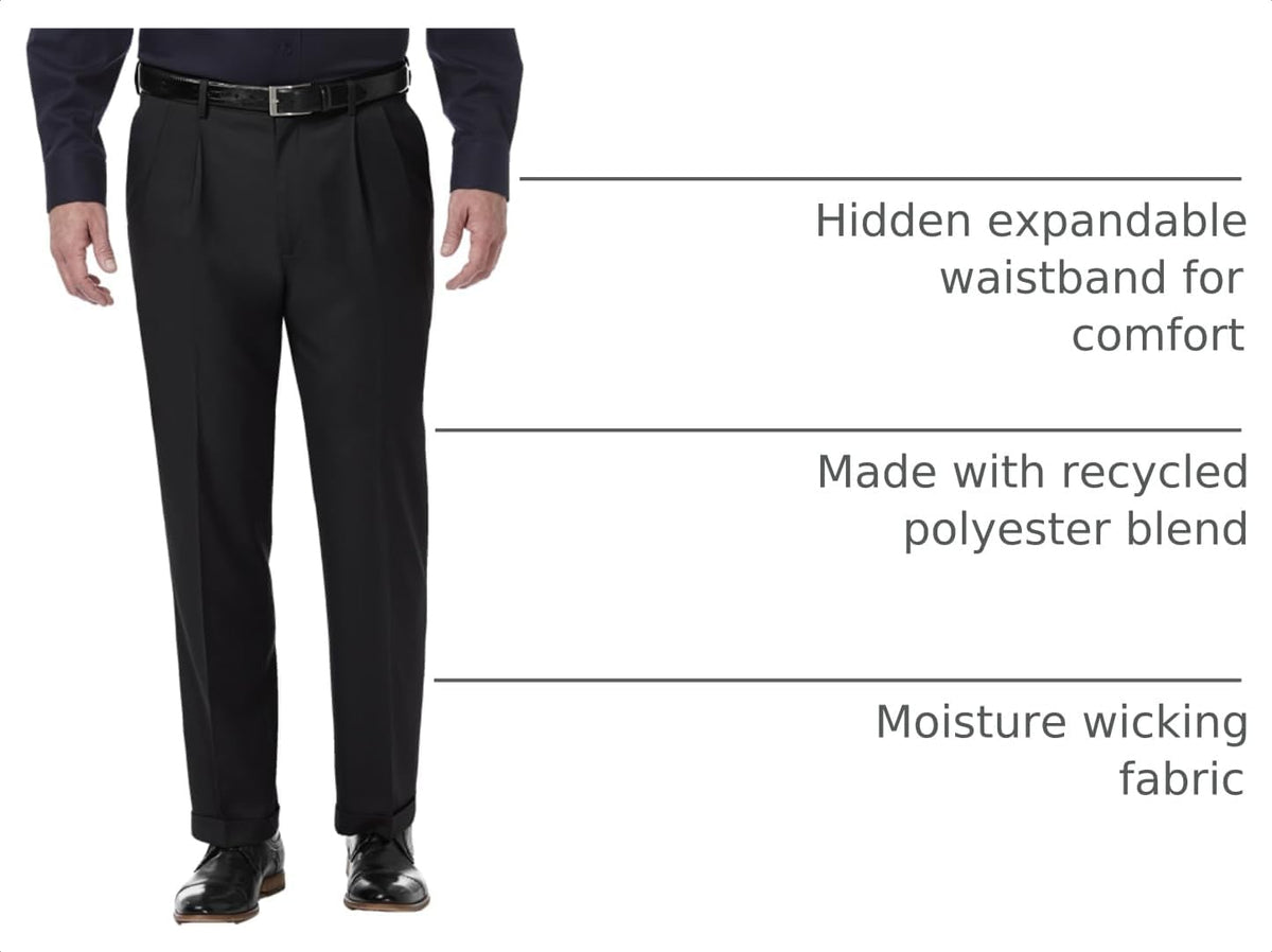Haggar Men's Classic Fit Pleated Premium Comfort Dress Pant