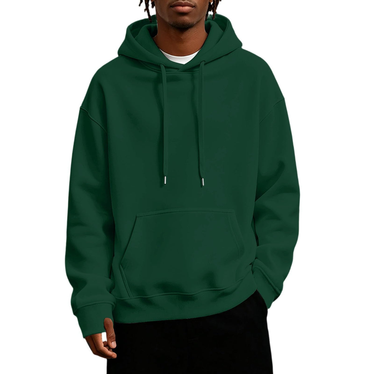 Mens Hoodies Fleece-Lined Long Sleeve Pullover Warm Fall Winter Sweatshirt