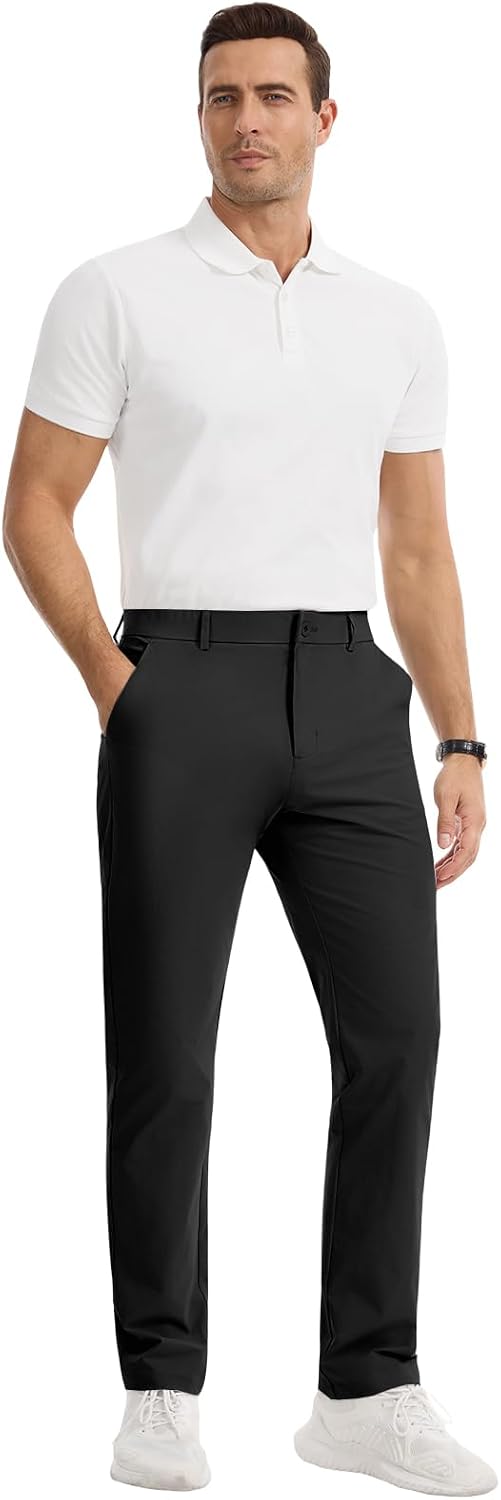Runcati Mens Golf Pants Stretch Dress Work Pants Casual Slacks 30"/32"/34"