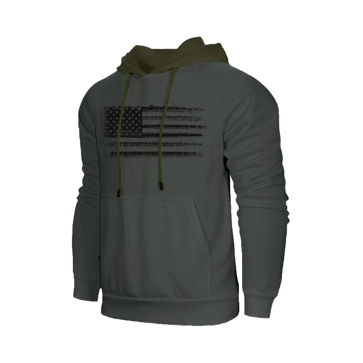 H HYFOL Men's Sweatshirt USA FLAG Patriotic Graphic Polyester Hoodies for Men Pocket Raglan Long Sleeve Sweatshirts