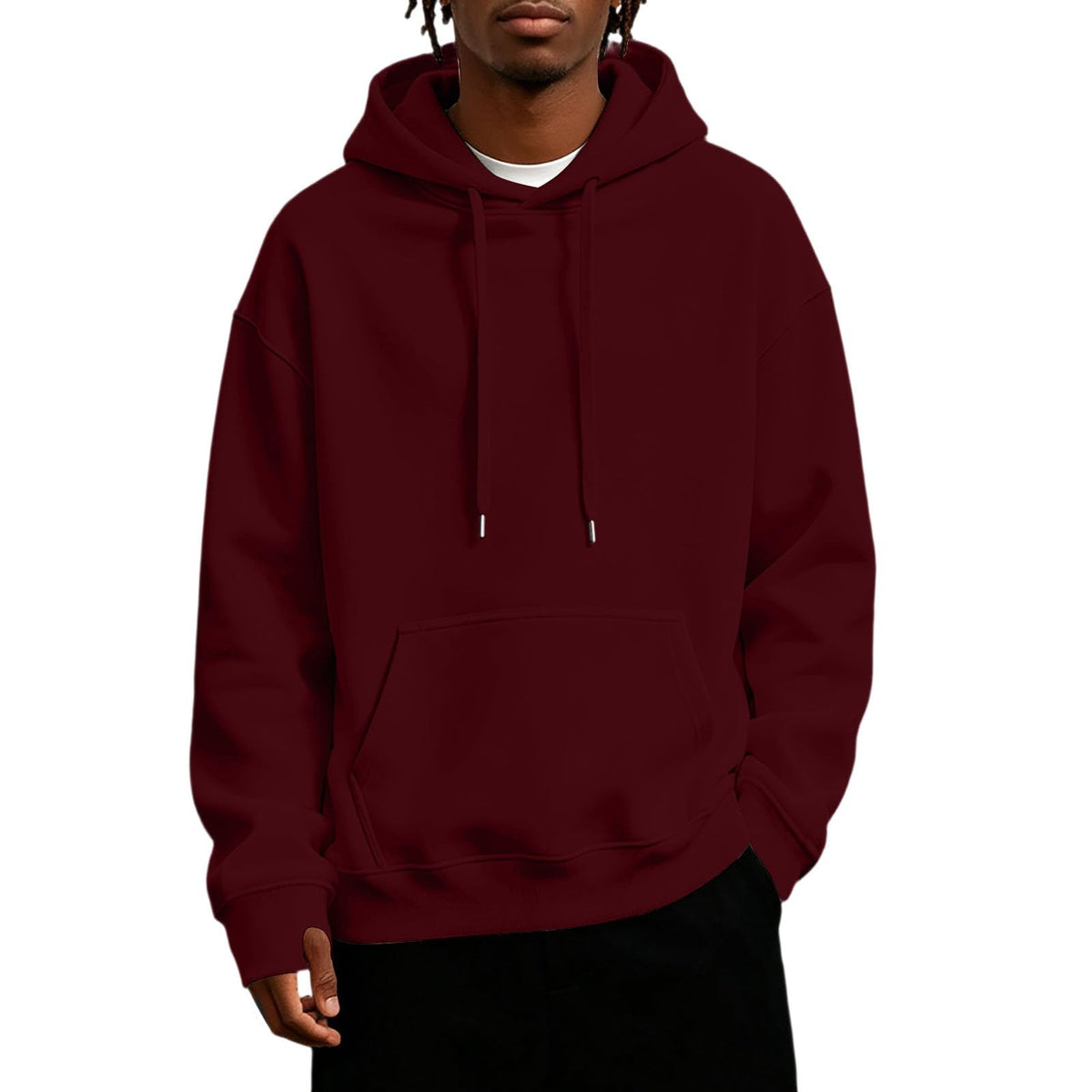 Mens Hoodies Fleece-Lined Long Sleeve Pullover Warm Fall Winter Sweatshirt