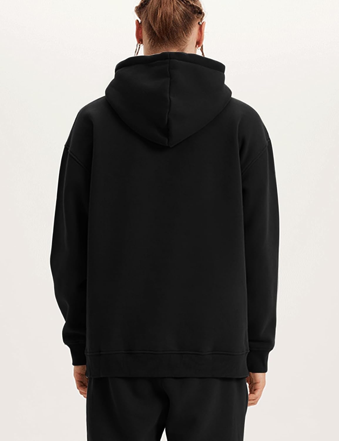 Flygo Mens Oversized Fleece Hoodie Drop Shoulder Streetwear Sweatshirt