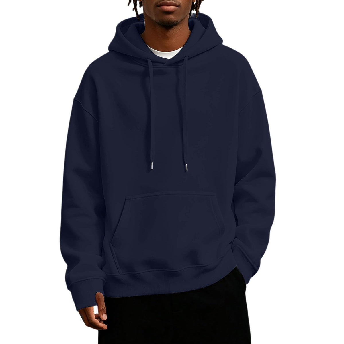 Mens Hoodies Fleece-Lined Long Sleeve Pullover Warm Fall Winter Sweatshirt