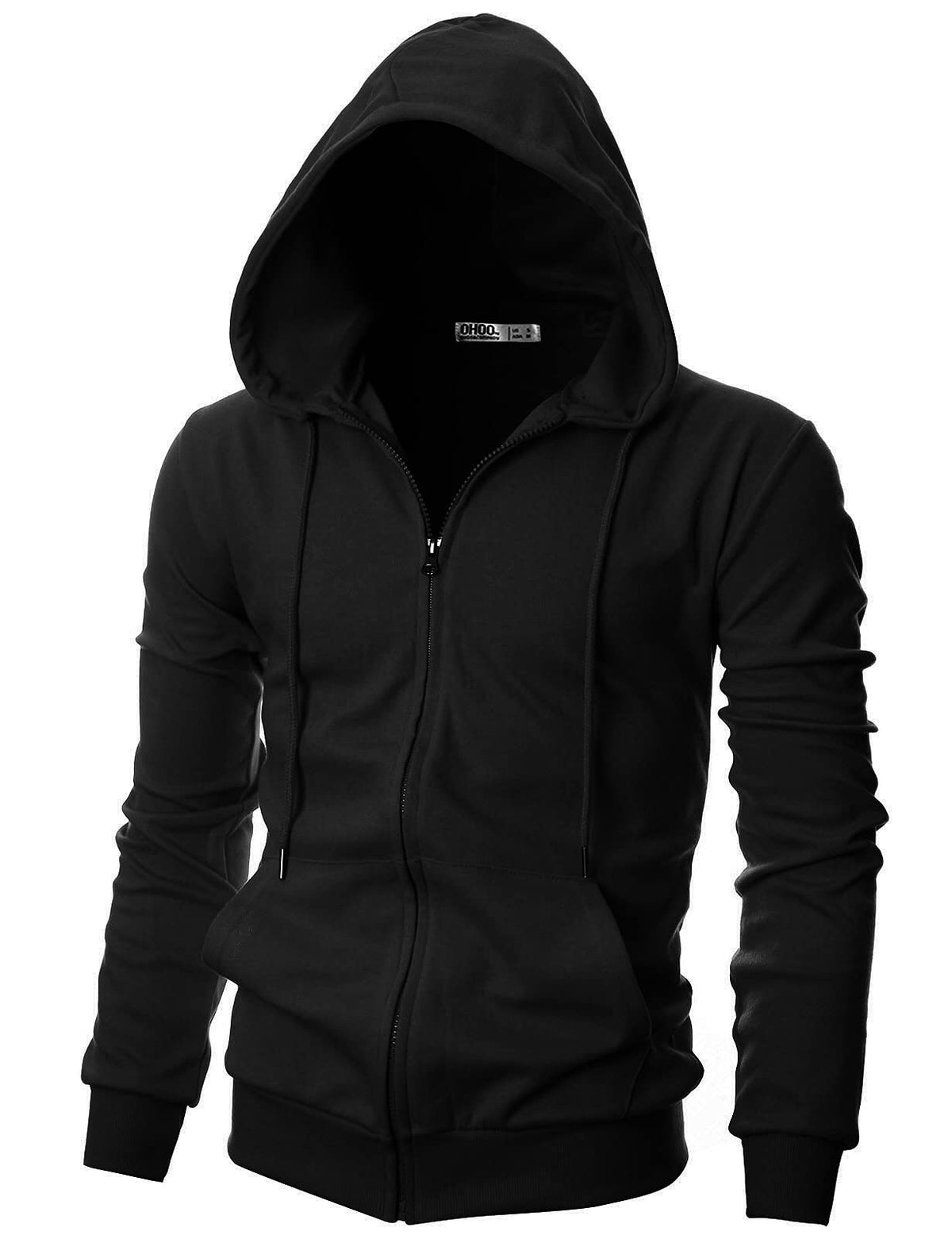 Ohoo Men's Zip Up Hoodie Lightweight Slim Fit Hooded Jacket