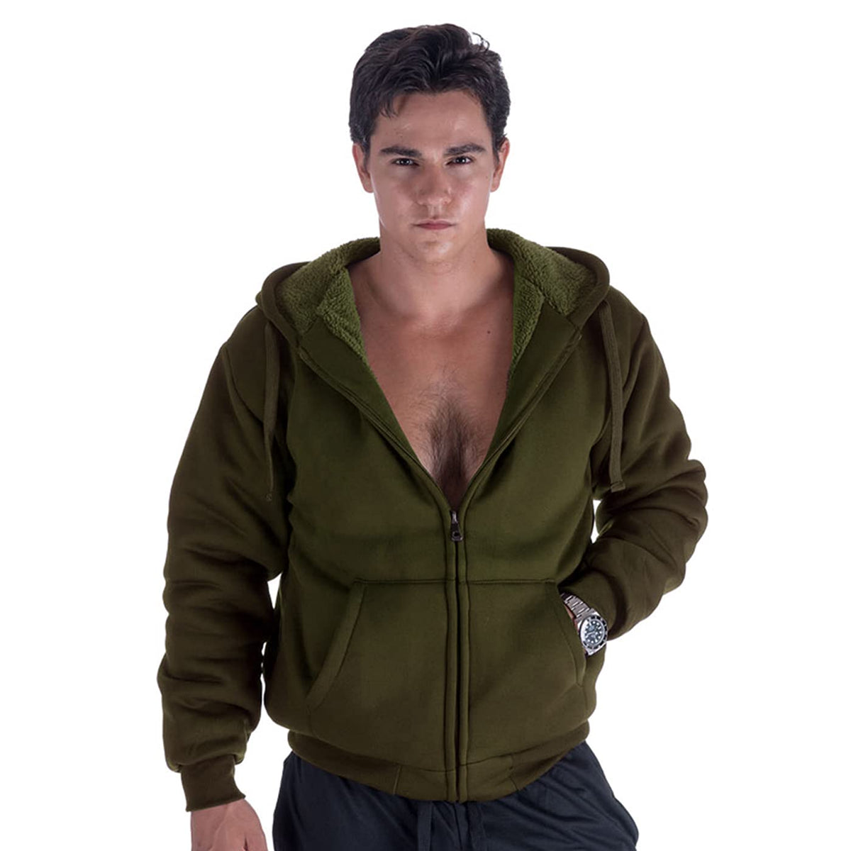 Gary Com Heavyweight Sherpa Hoodies for Men, Thick Fleece Lined Full Zip Up Winter Warm Sweatshirts Work Jackets