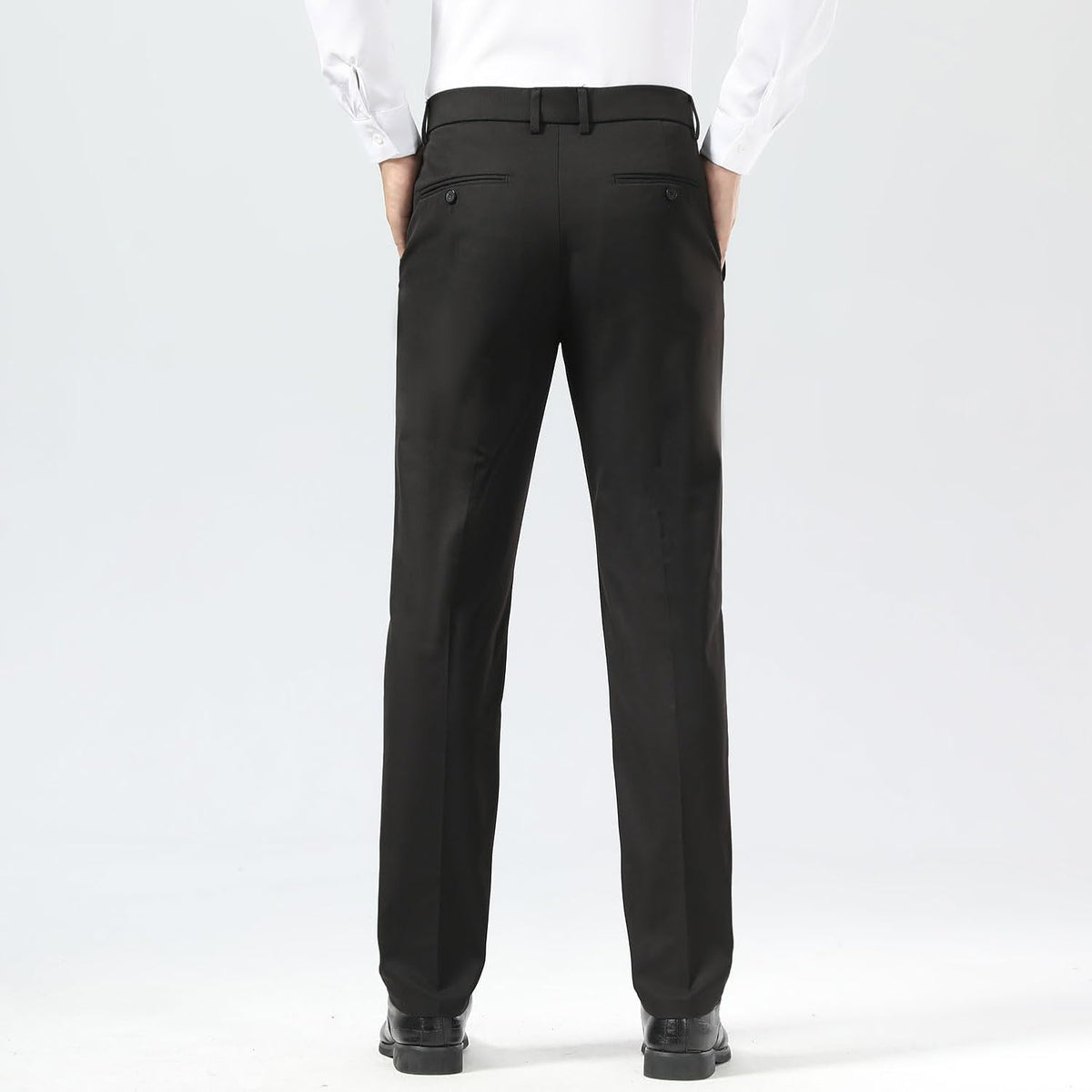 Plaid&Plain Men's Slim Fit Dress Pants Stretch Khaki Pants Wrinkle Free