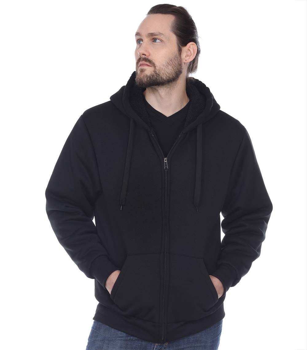 Gary Com Heavyweight Sherpa Hoodies for Men, Thick Fleece Lined Full Zip Up Winter Warm Sweatshirts Work Jackets