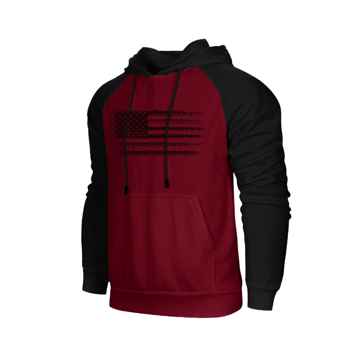 H HYFOL Men's Sweatshirt USA FLAG Patriotic Graphic Polyester Hoodies for Men Pocket Raglan Long Sleeve Sweatshirts
