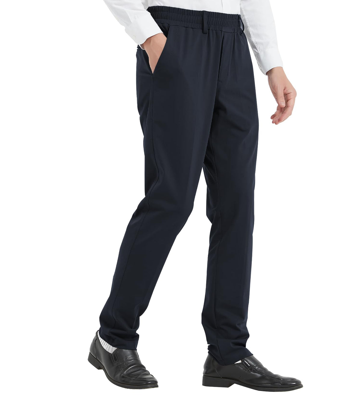 LETAOTAO Mens Elastic Waist Pants for Seniors High Stretch Expandable Waist Slacks for Elderly with Magnet Button
