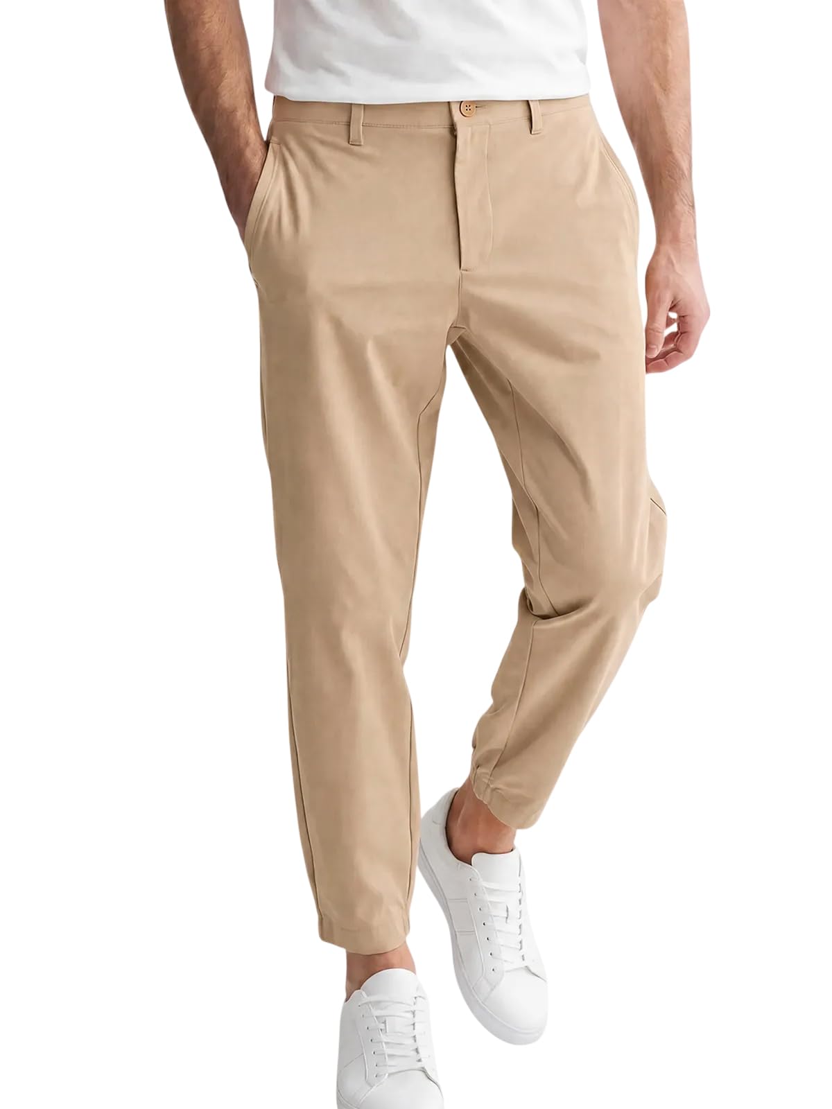 Runcati Mens Stretch Golf Pants Casual Slim Fit Cropped Work Dress Trousers