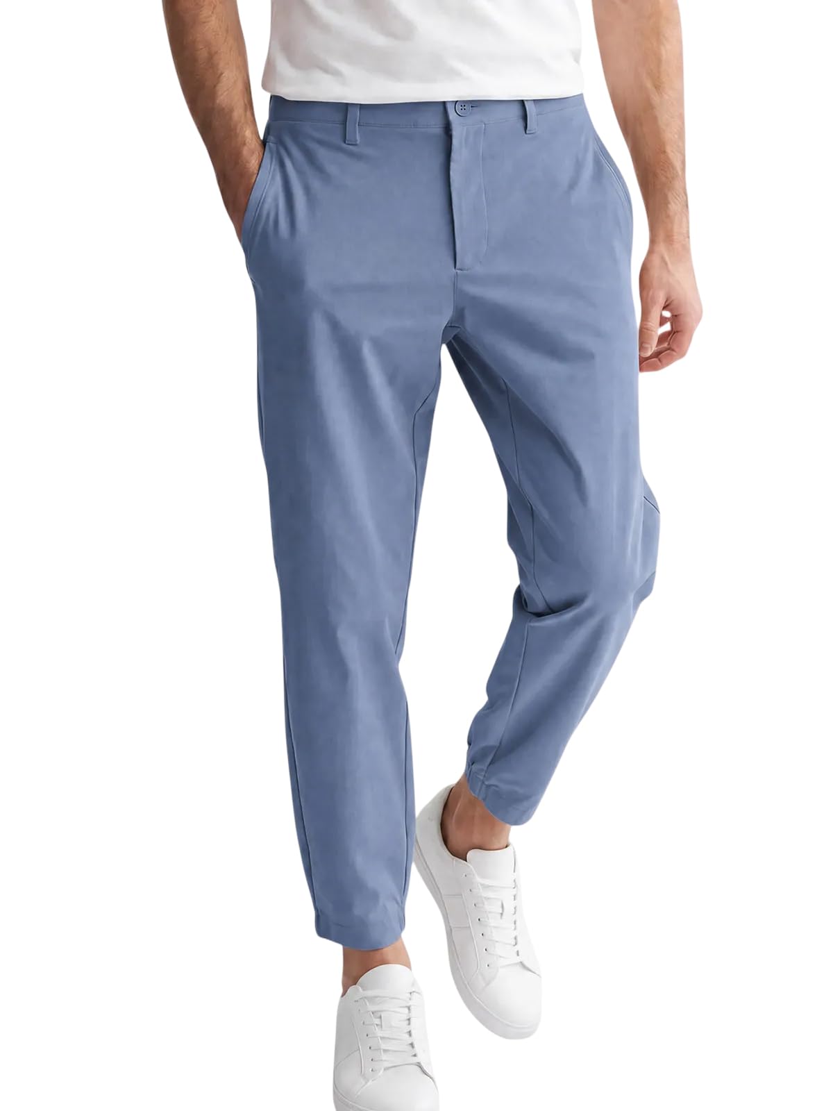 Runcati Mens Stretch Golf Pants Casual Slim Fit Cropped Work Dress Trousers