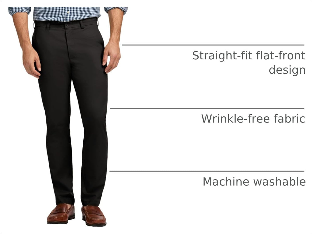 Izod Men's American Chino Flat Front Straight Fit Pant