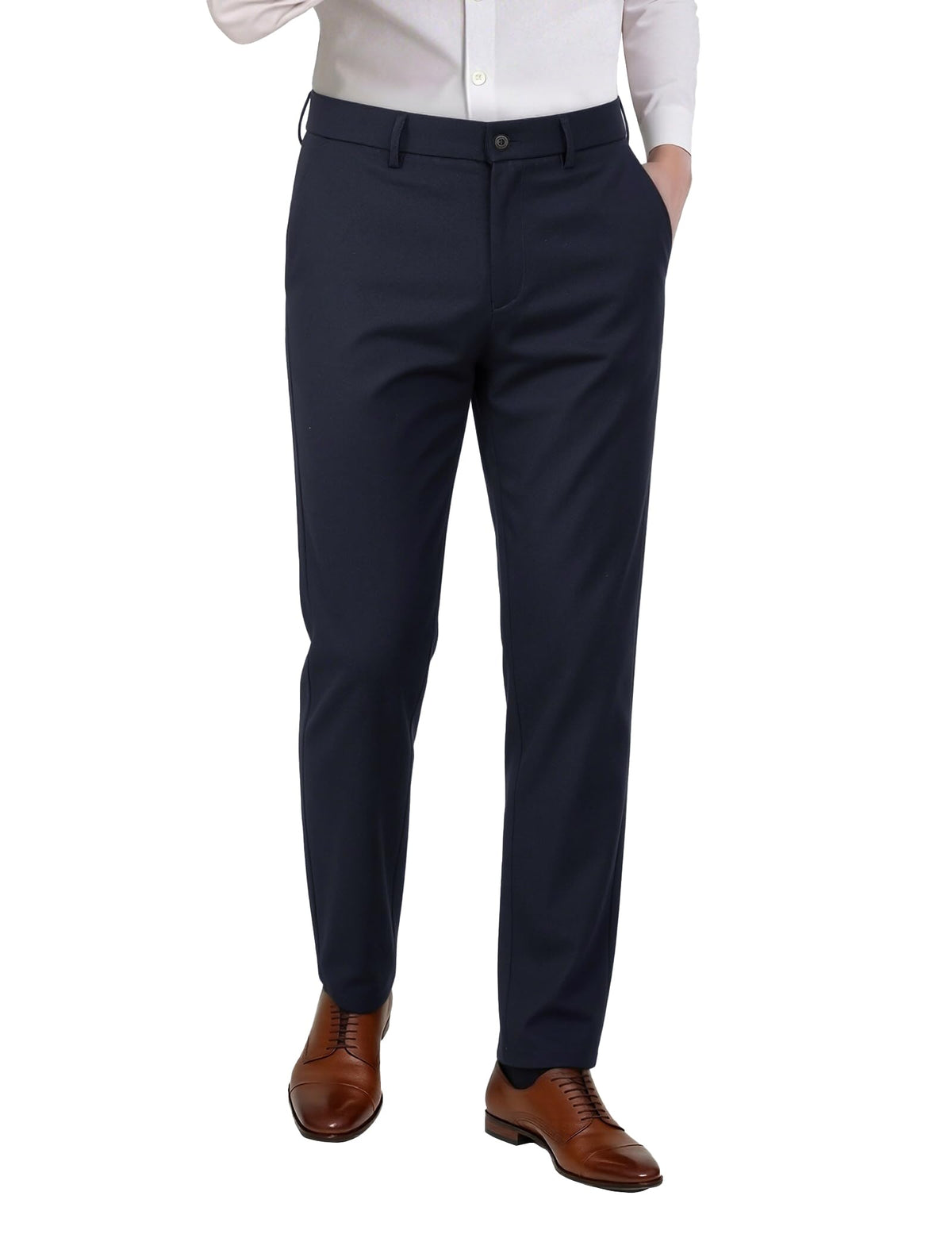Plaid&Plain Men’s Slim Fit Dress Pants Stretch Dress Pants