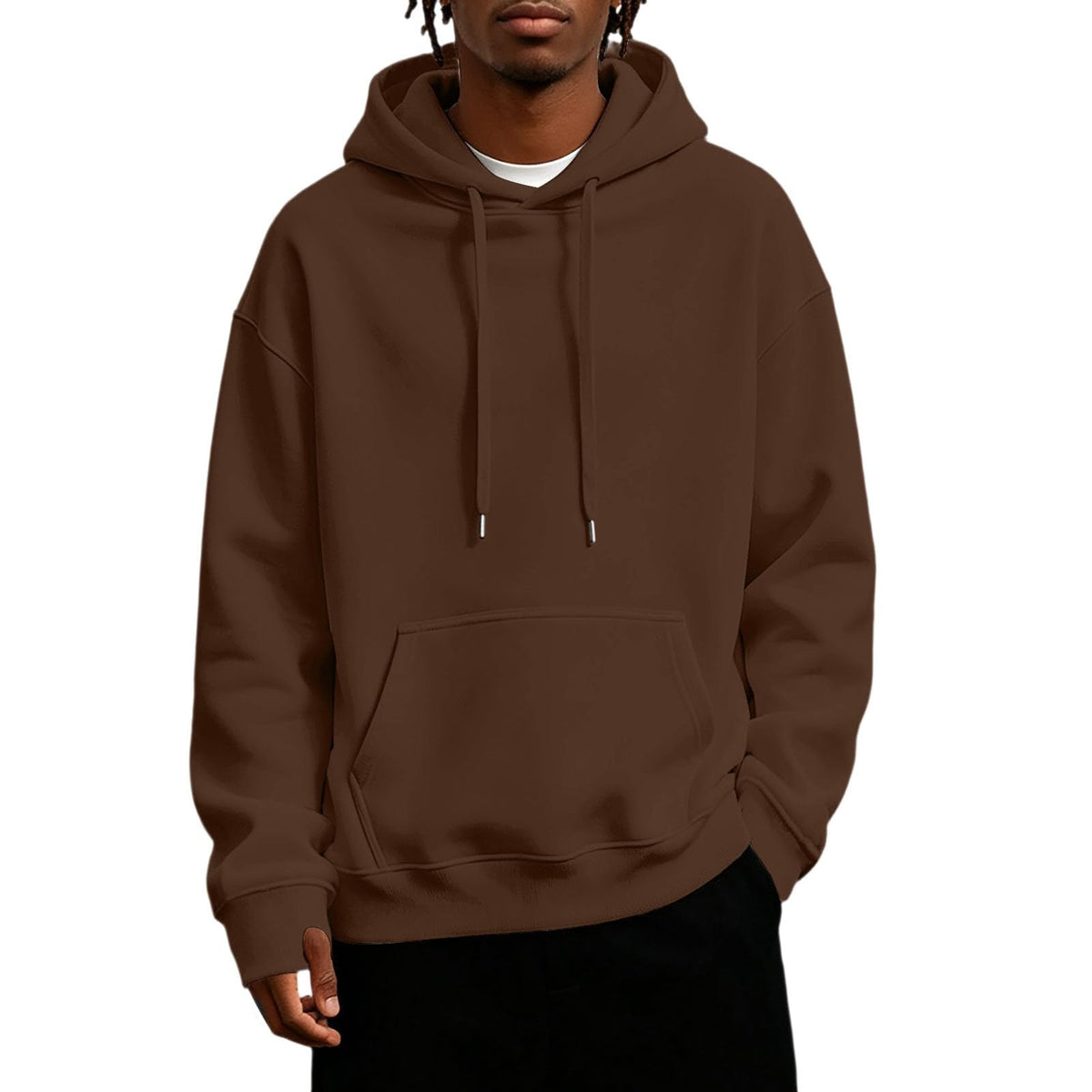 Mens Hoodies Fleece-Lined Long Sleeve Pullover Warm Fall Winter Sweatshirt