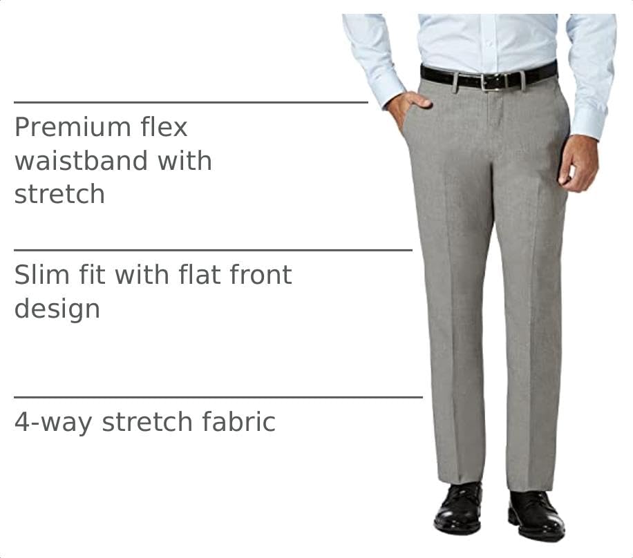 Haggar Men's Haggar Men’s Jmh 4-Way Stretch Slim Fit Flat Front Dress Pant