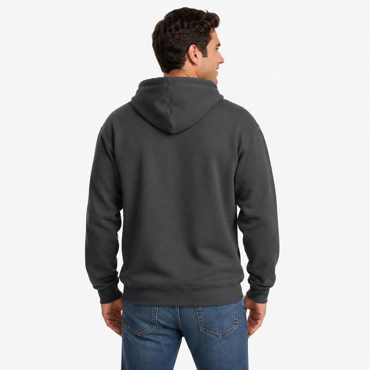 Zip Up Hoodie Men Fall Plain Hooded Sweatshirts Casual Jacket With Pockets