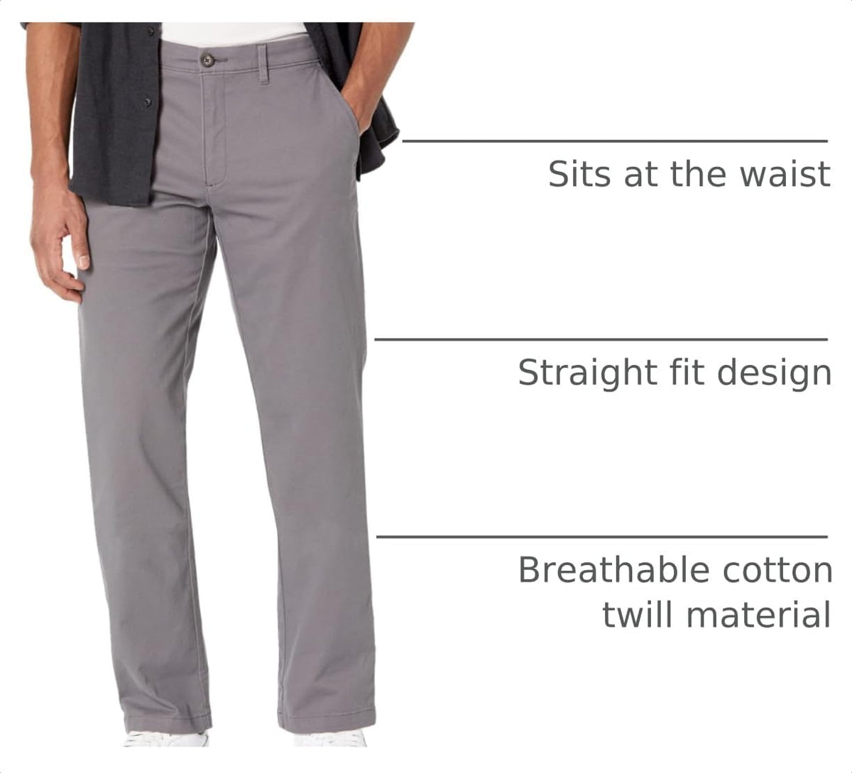 Amazon Essentials Men's Straight-Fit Casual Stretch Chino Pants, Sits at Waist