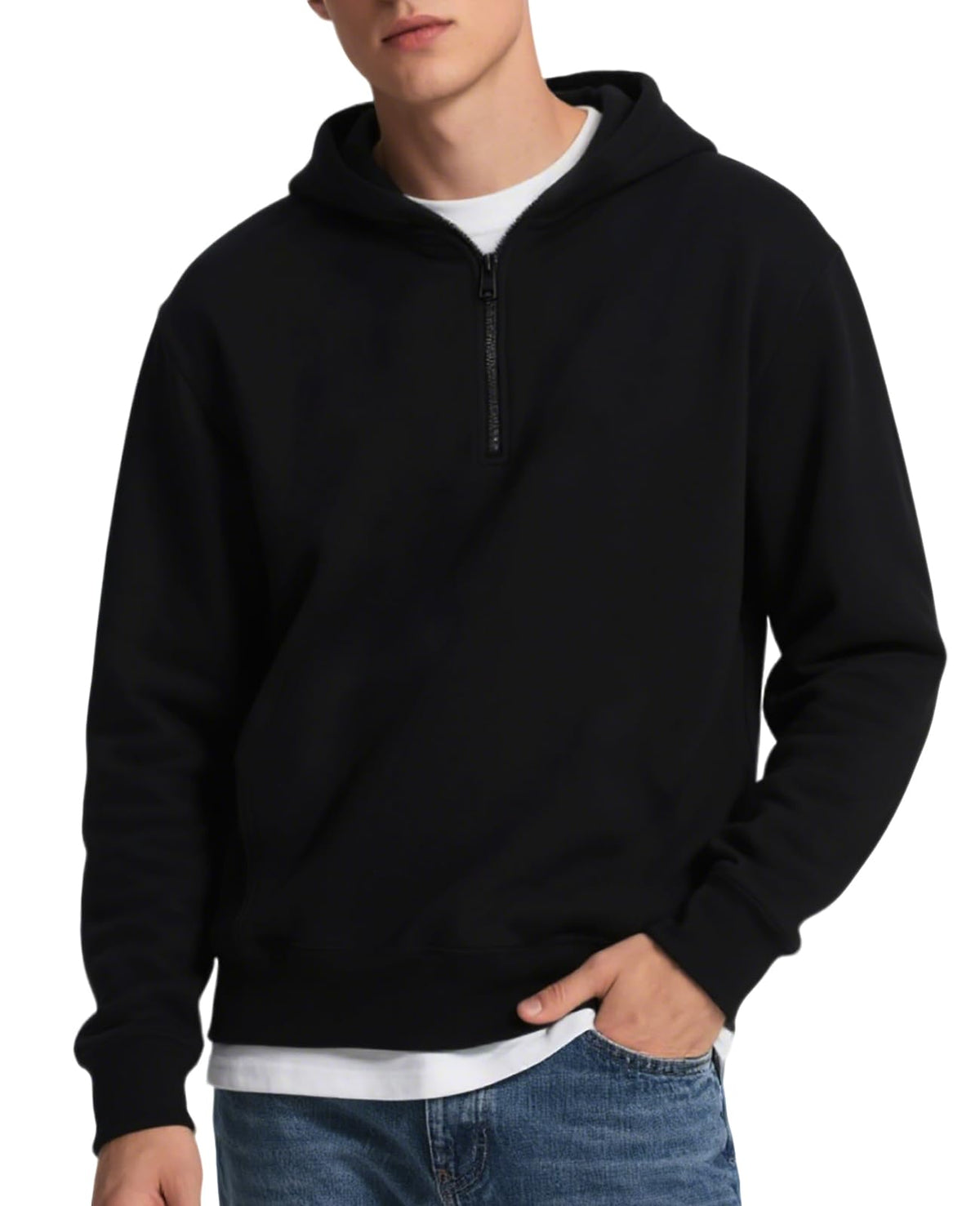 Men's Hoodie Quarter Zip Pullover Sweatshirts Fleece Hoodies Casual Long Sleeve Athletic Hooded Sweat Shirt for Men