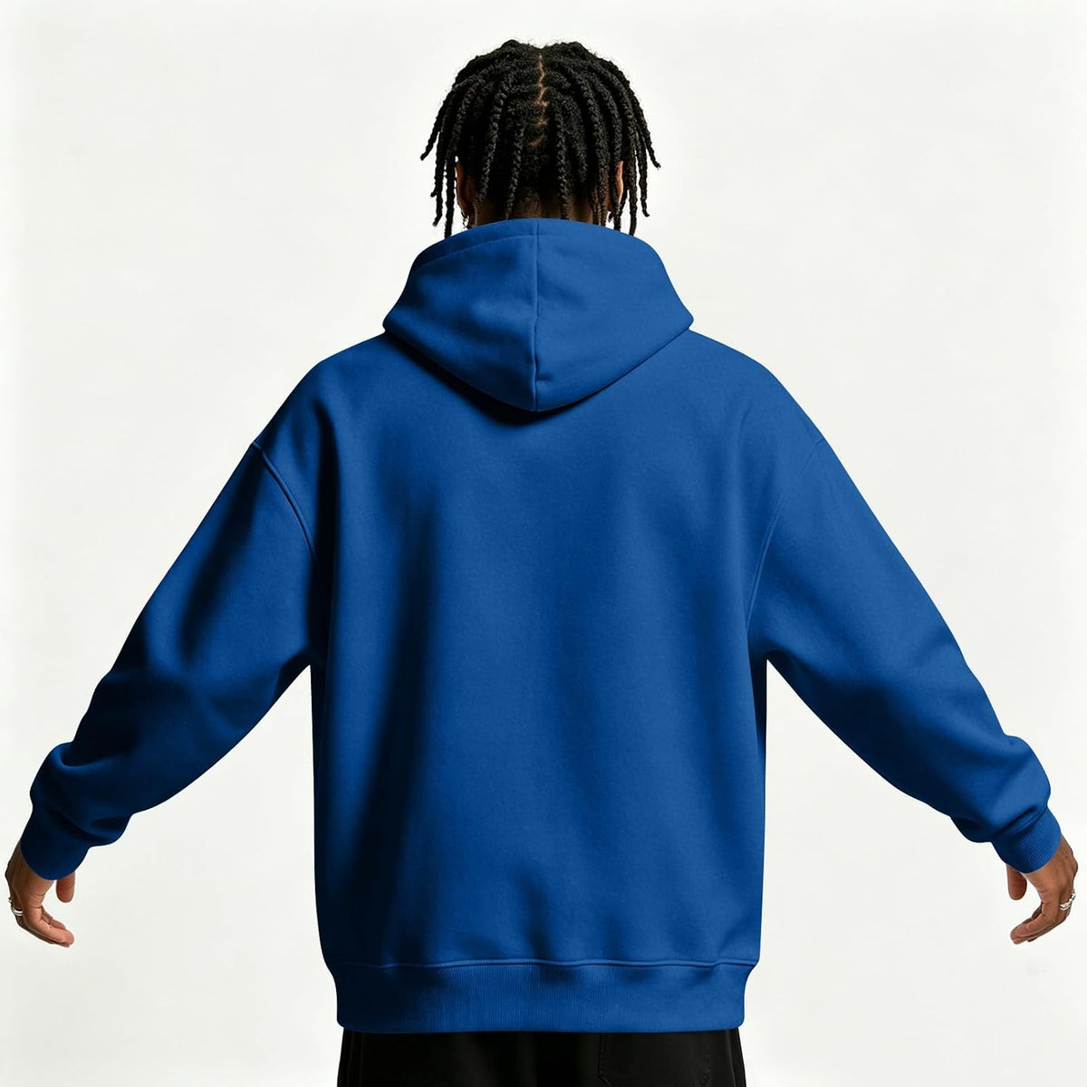 Fleece Hoodie Men Oversized Fall Sweatshirt Winter Cozy Tall Hooded Collar Drawstring Pullover With Pockets