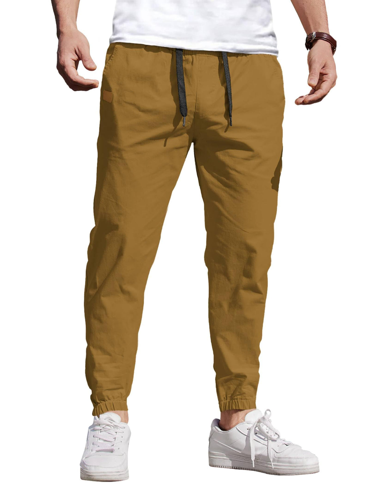 COOFANDY Mens Casual Joggers Cotton Elastic Drawstring Chino Cargo Pants