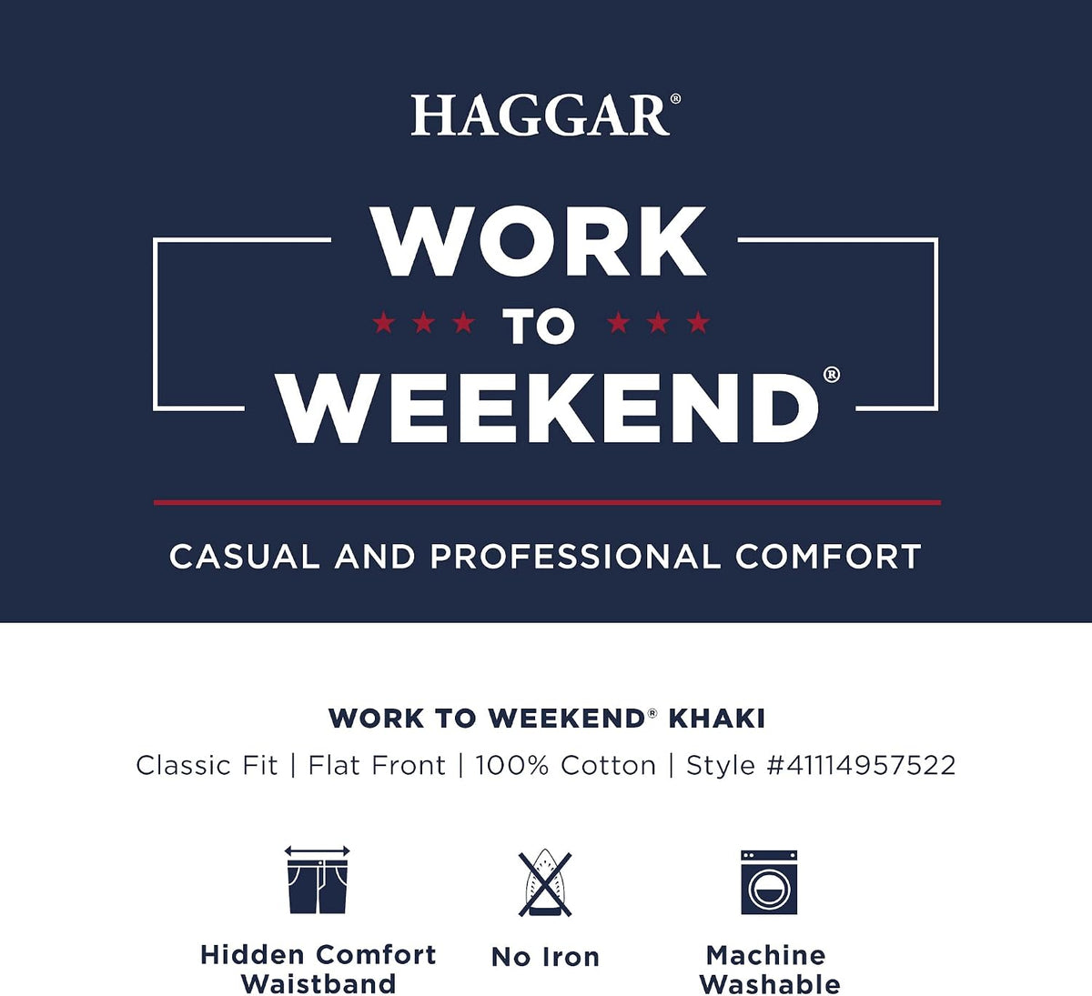 Haggar Men's Classic Fit Work to Weekend Business Casual Pant