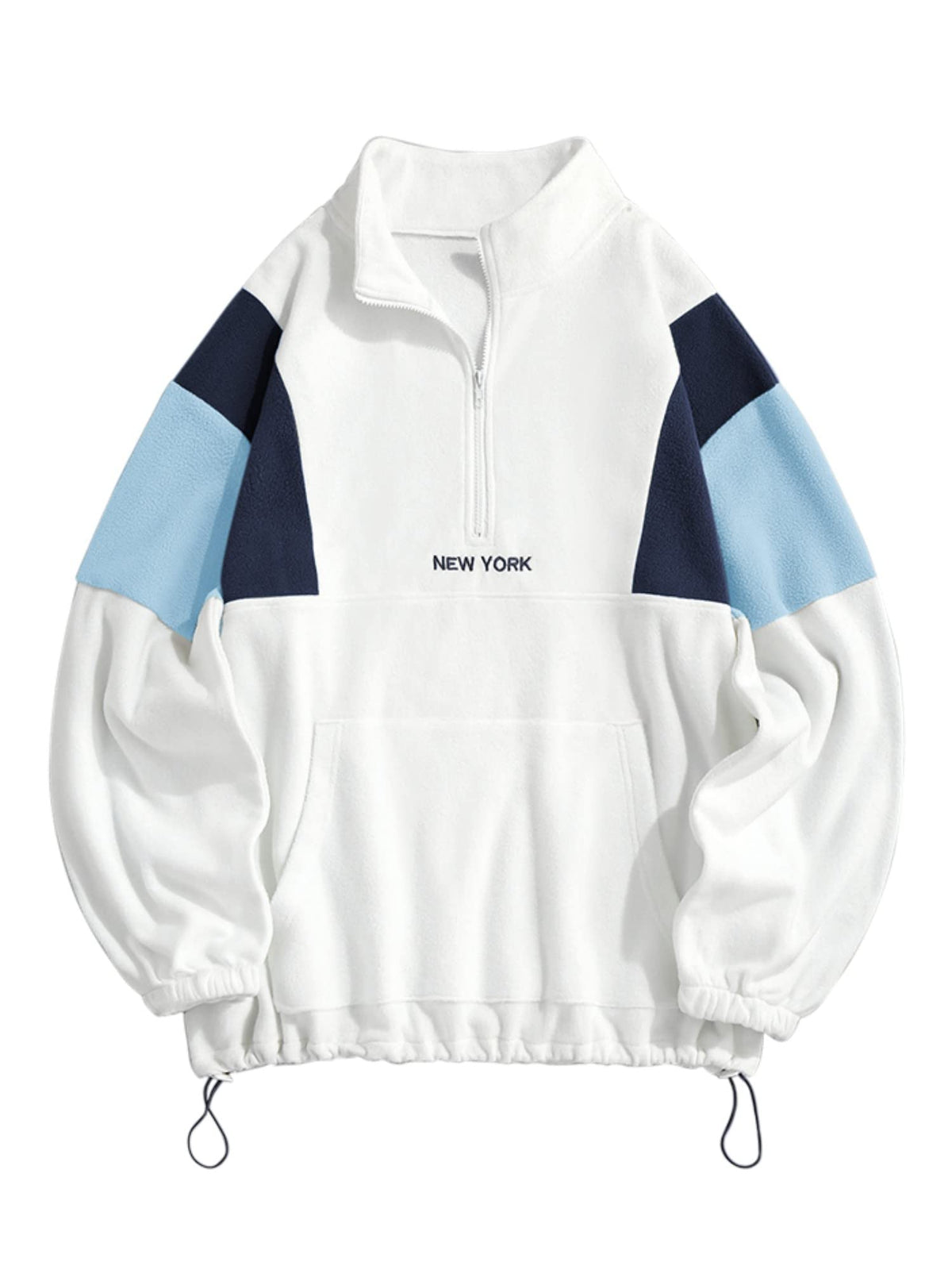 ZAFUL Men's Polar Fleece Sweatshirt NY Embroidery Half Zip Fleece Jacket