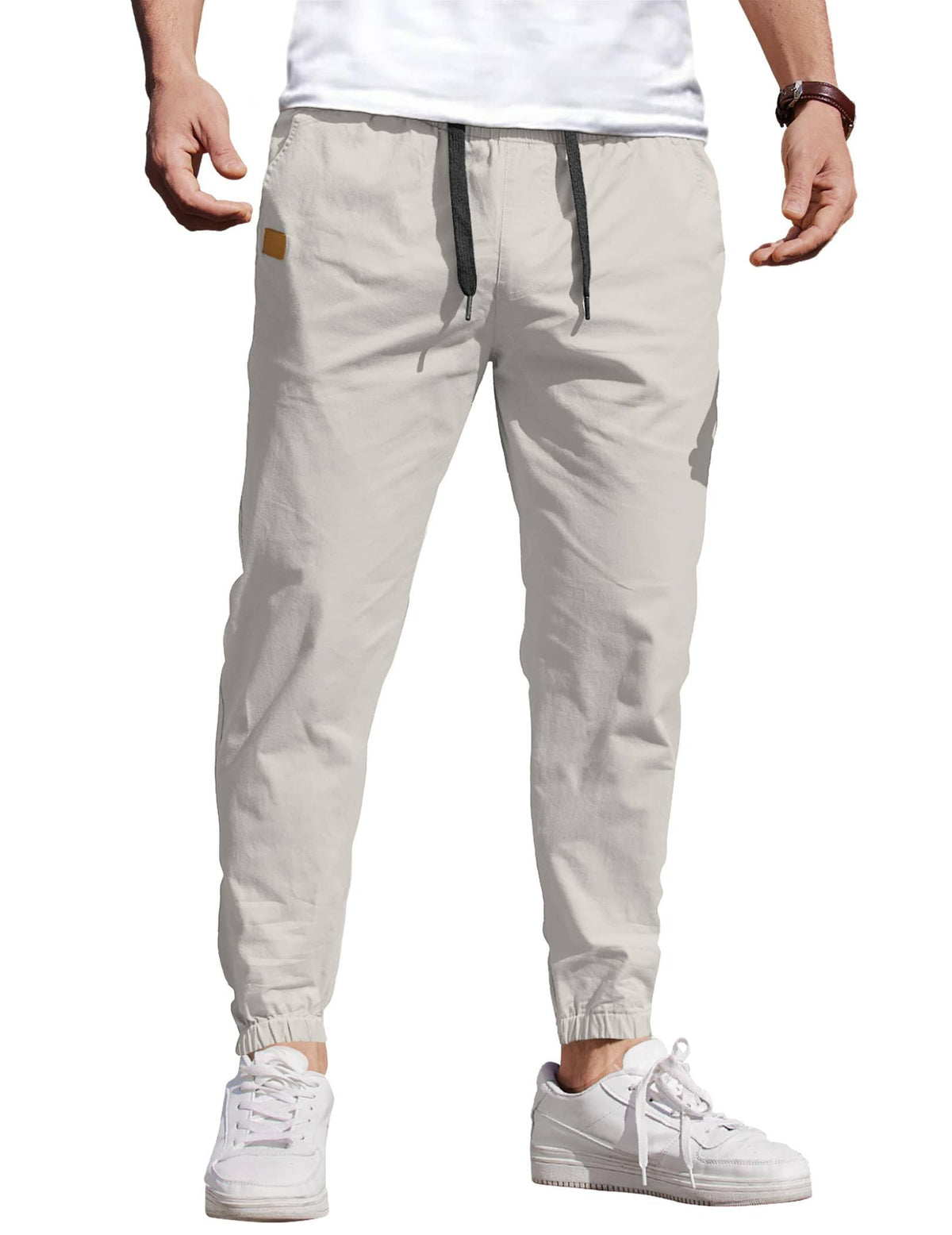 COOFANDY Mens Casual Joggers Cotton Elastic Drawstring Chino Cargo Pants