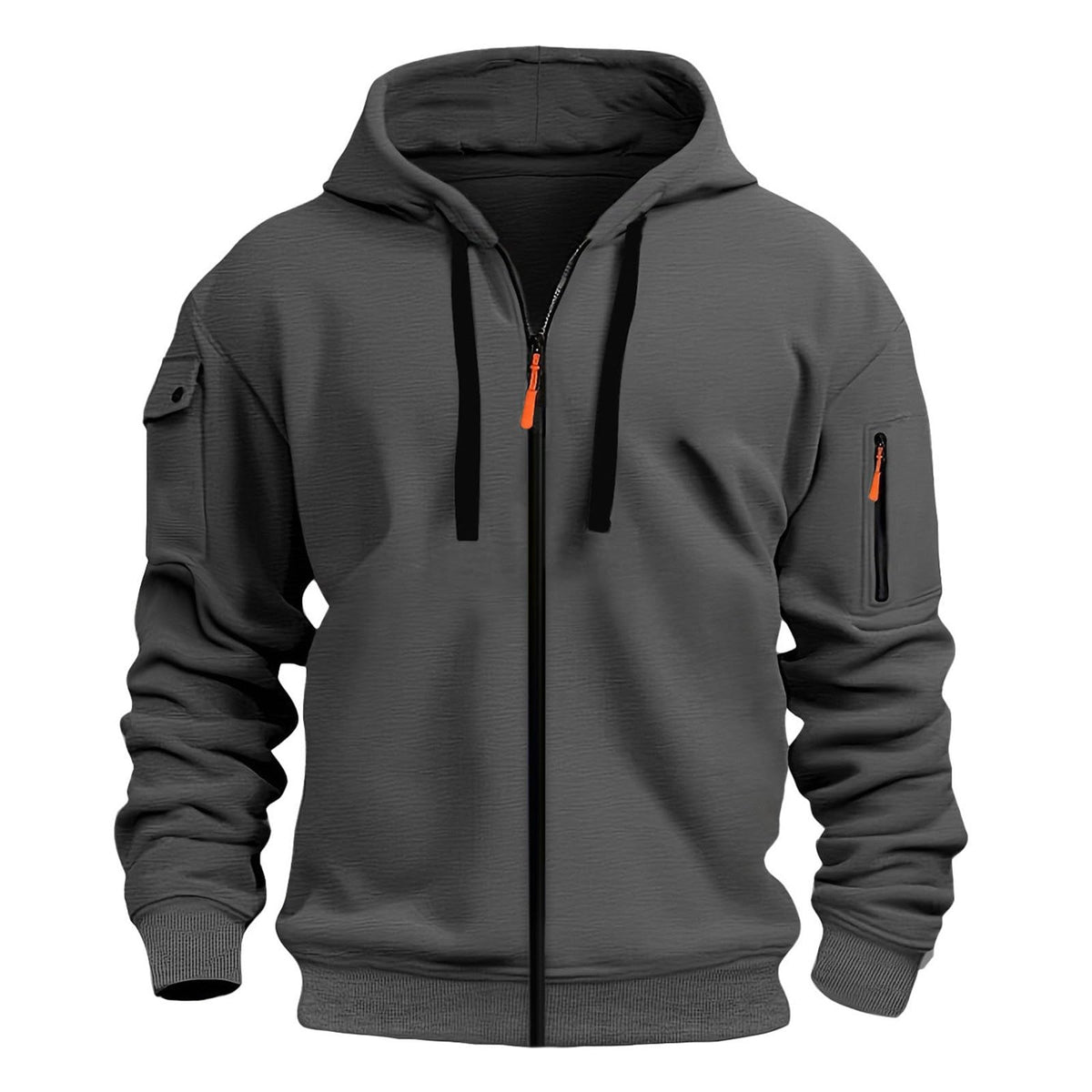 Zip Up Hoodie Men Cargo Tactical Hooded Sweatshirts Jacket With Pockets
