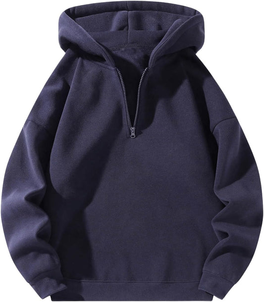 SOLY HUX Men's Quarter Zip Up Hoodies Long Sleeve Drop Shoulder Sweatshirt