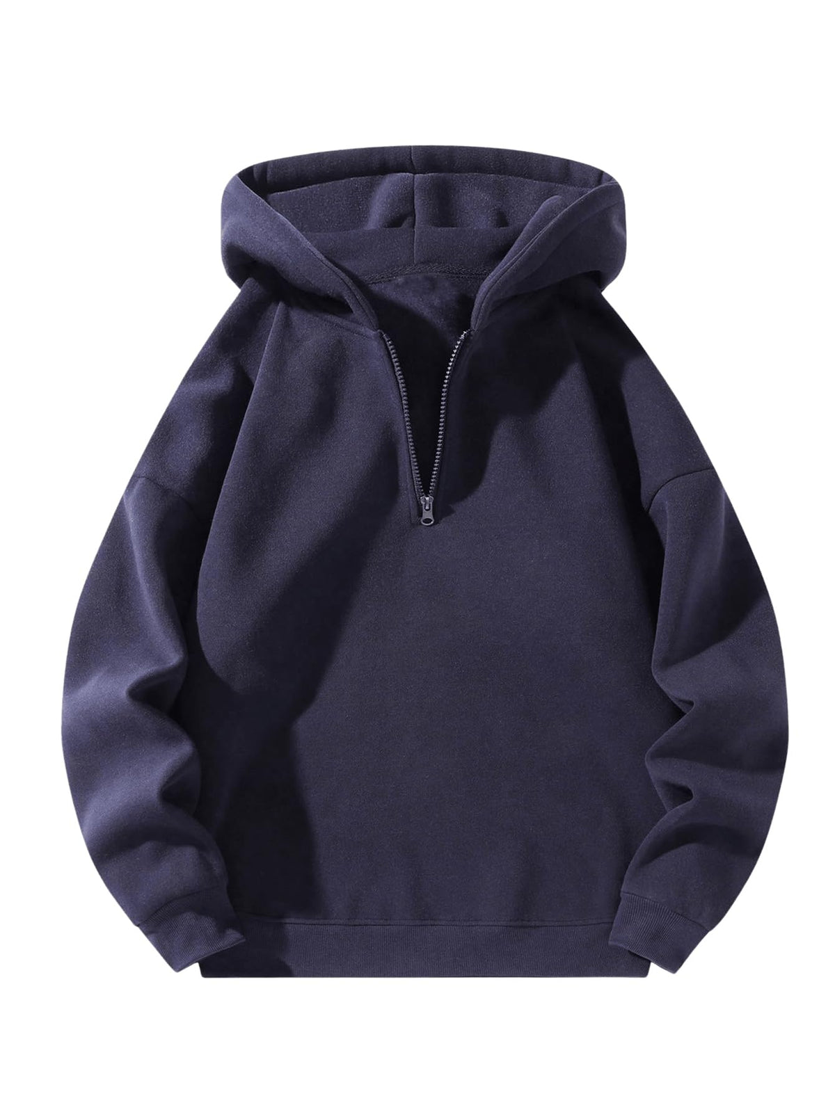 Verdusa Mens Quarter Zip Hoodie Long Sleeve Drop Shoulder Fleece Sweatshirt