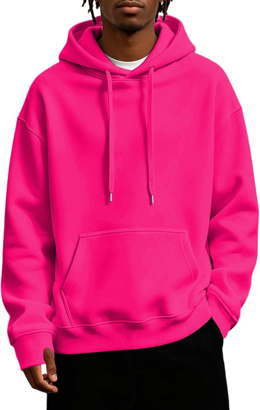 Mens Hoodies Fleece-Lined Long Sleeve Pullover Warm Fall Winter Sweatshirt