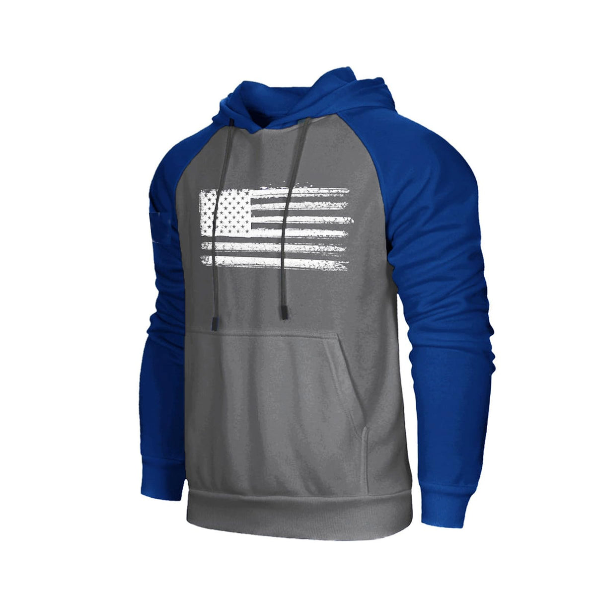 H HYFOL Men's Sweatshirt USA FLAG Patriotic Graphic Polyester Hoodies for Men Pocket Raglan Long Sleeve Sweatshirts